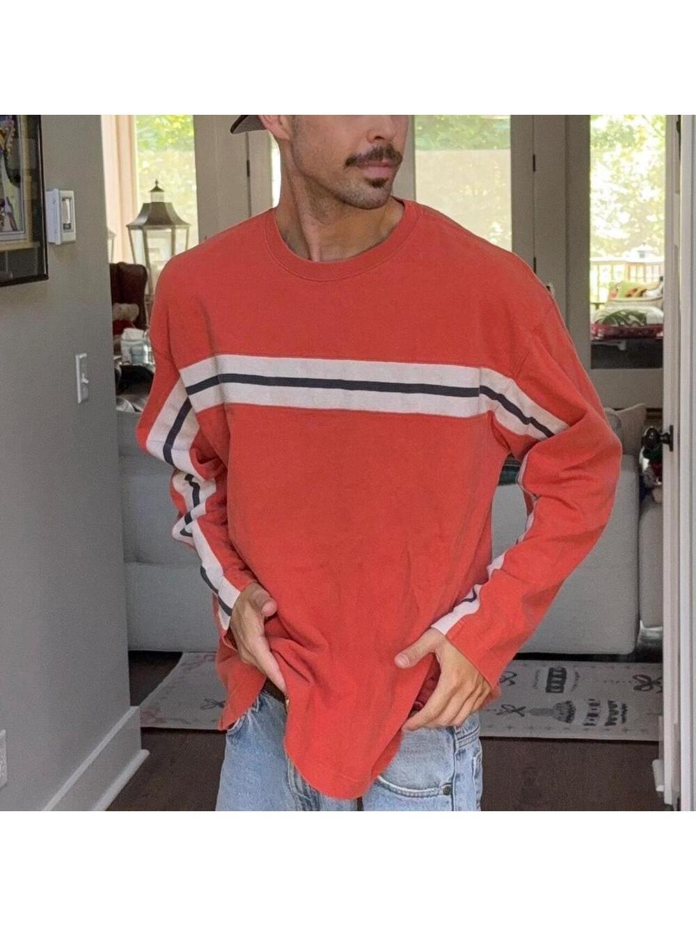 🏈 Vintage 90s GAP Factory Striped Long Sleeve Tee XL